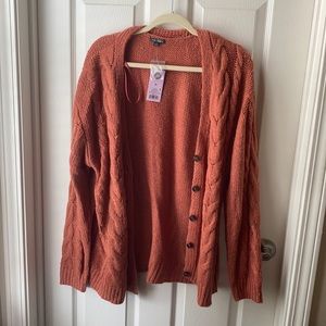 NWT button up cable knit sweater